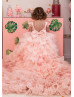 Feifei Sleeves Blush Pink Tulle Ruffled Flower Girl Dress